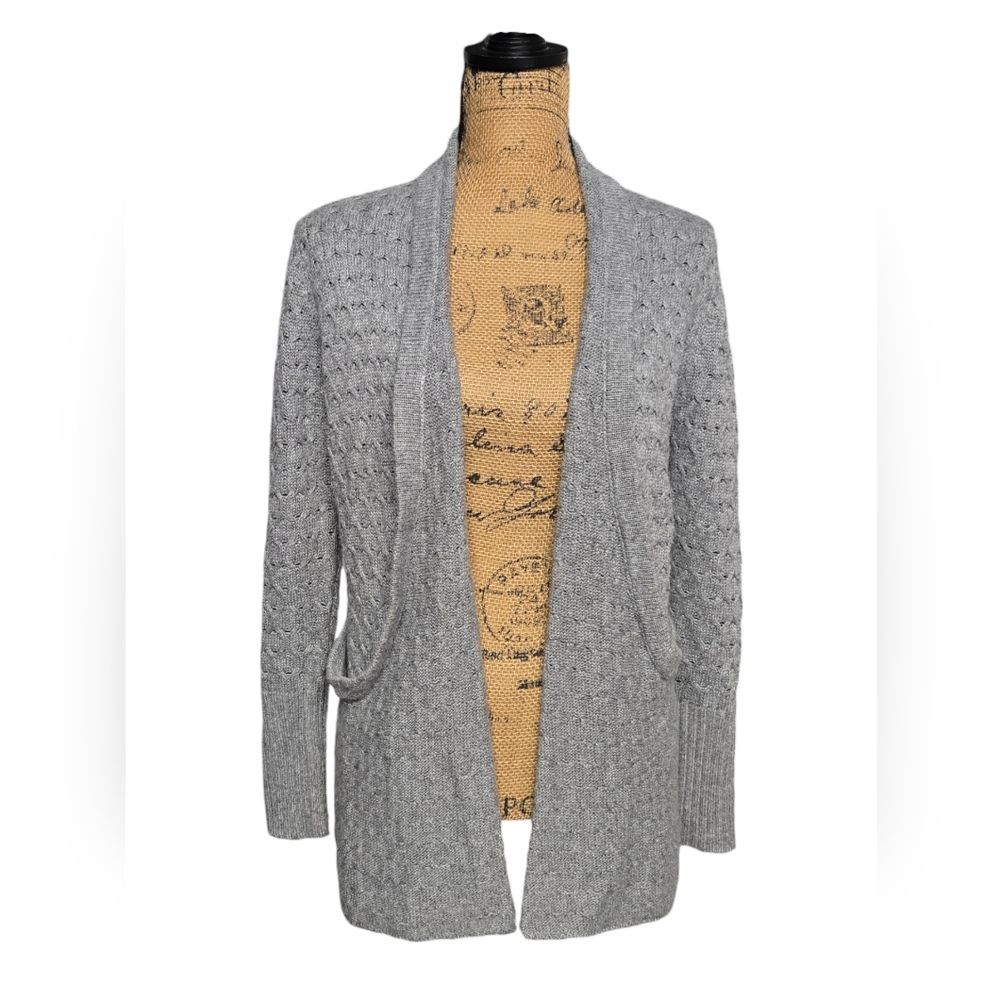 Brixon Ivy Open Front Swoop Pocket Gray Cardigan Sweater Sz XS